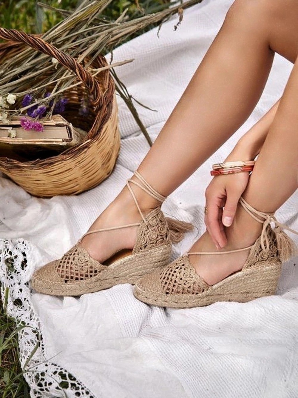 NEW Sézane Carmen Wedge Espadrilles Brown EU 38